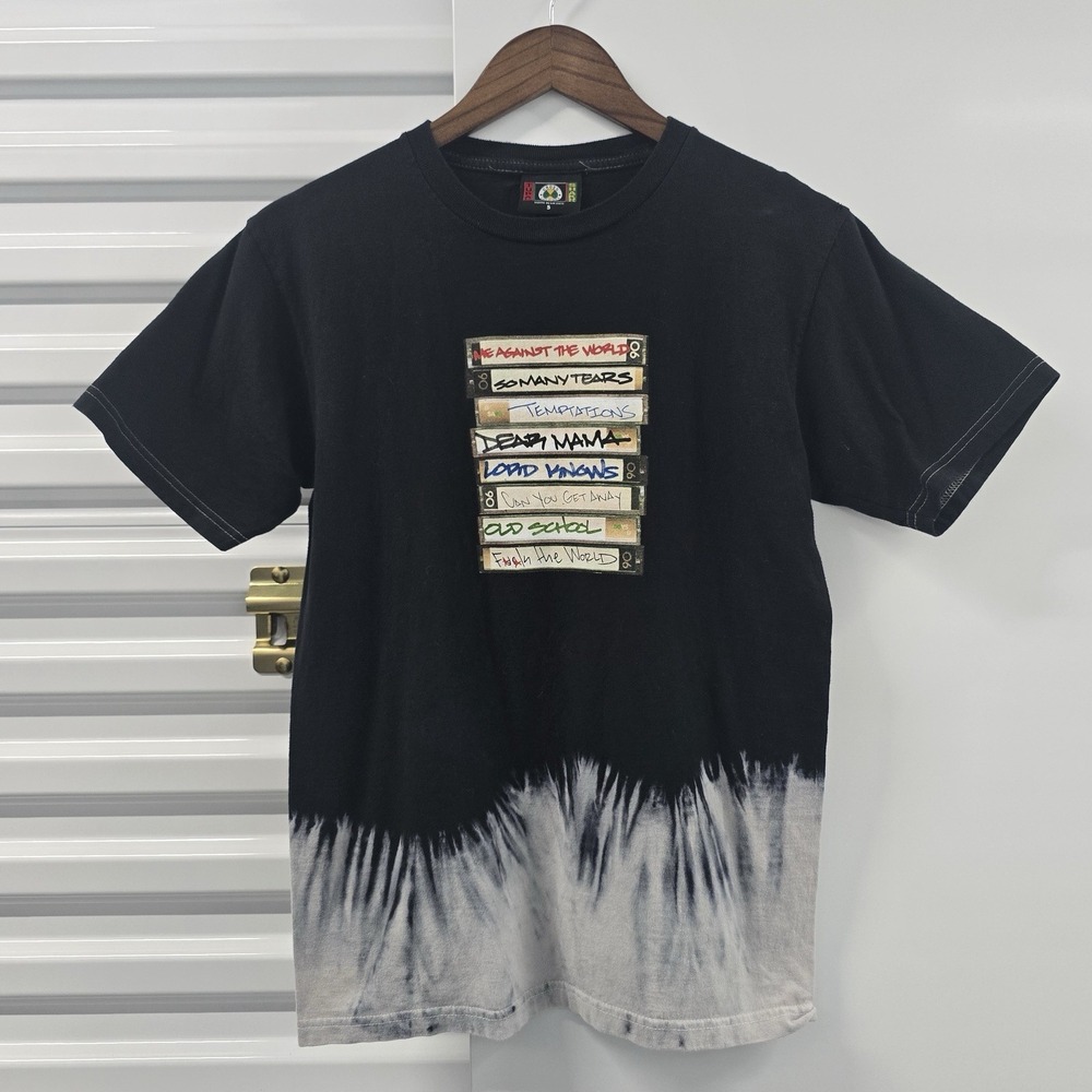 Tupac Shakur Cross Colours T Shirt Men Small 2Pac Rap Hip Hop Tie Dye Black